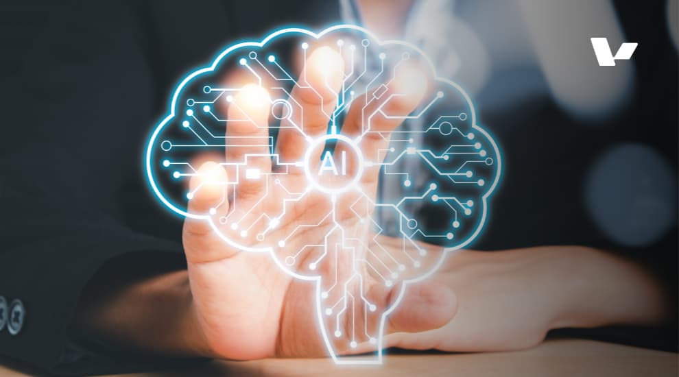 Close-up of a hand interacting with a digital brain symbolizing artificial intelligence, showcasing the fusion of technology and innovation.