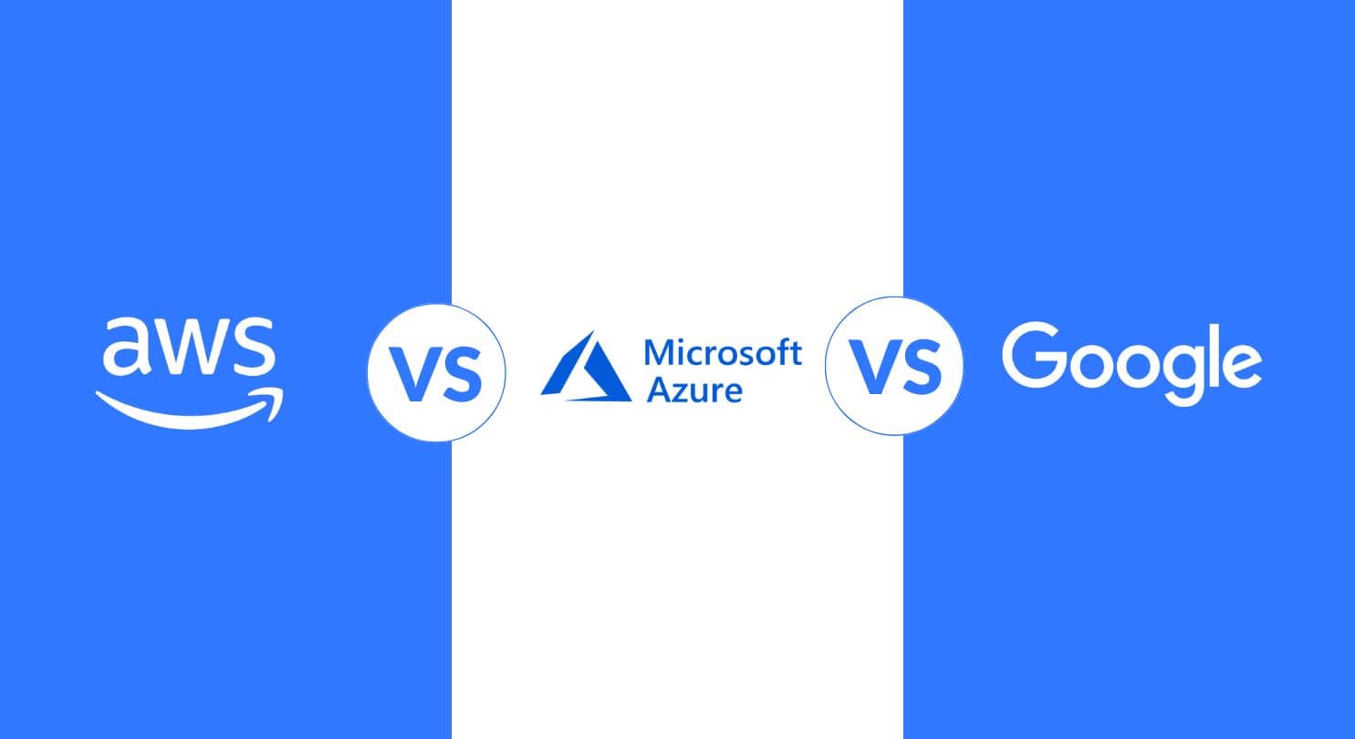 Three columns separating the different cloud providers: AWS vs  Azure vs Google