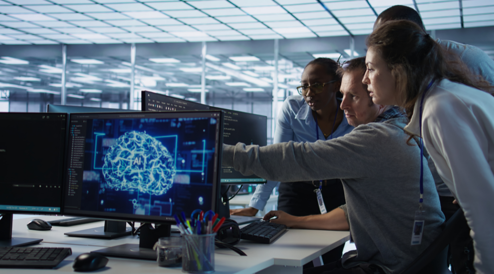 A person in glasses looks up thoughtfully against a dark blue background with glowing grid lines. Large white text reads "Understanding the Risk of Waiting."